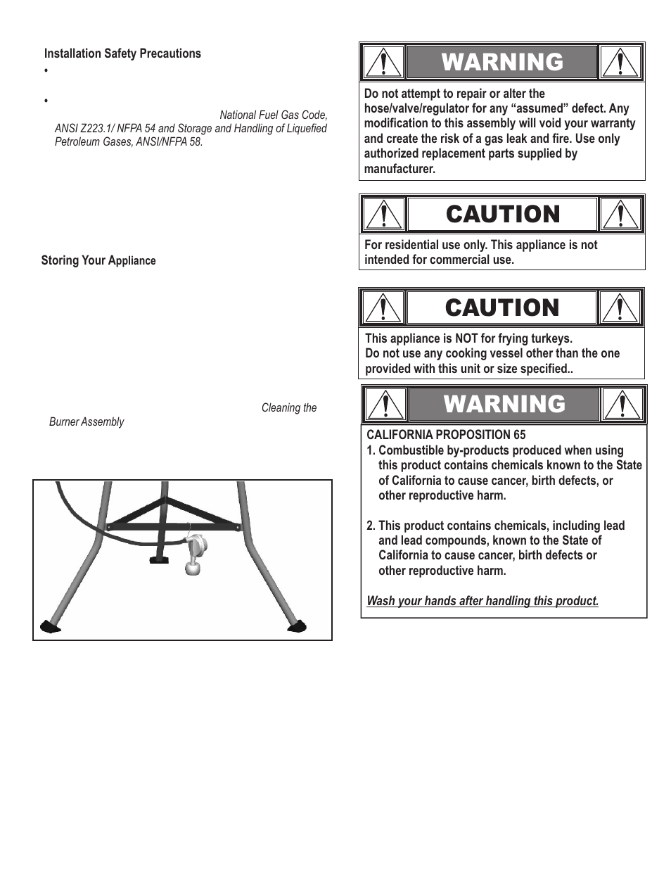 Warning, Caution | Char-Broil MULTI PURPOSE COOKER 11101706 User Manual | Page 4 / 20