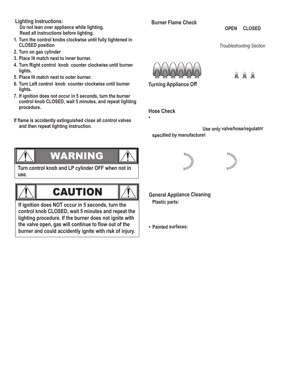 Caution, Warning | Char-Broil MULTI PURPOSE COOKER 11101706 User Manual | Page 9 / 20