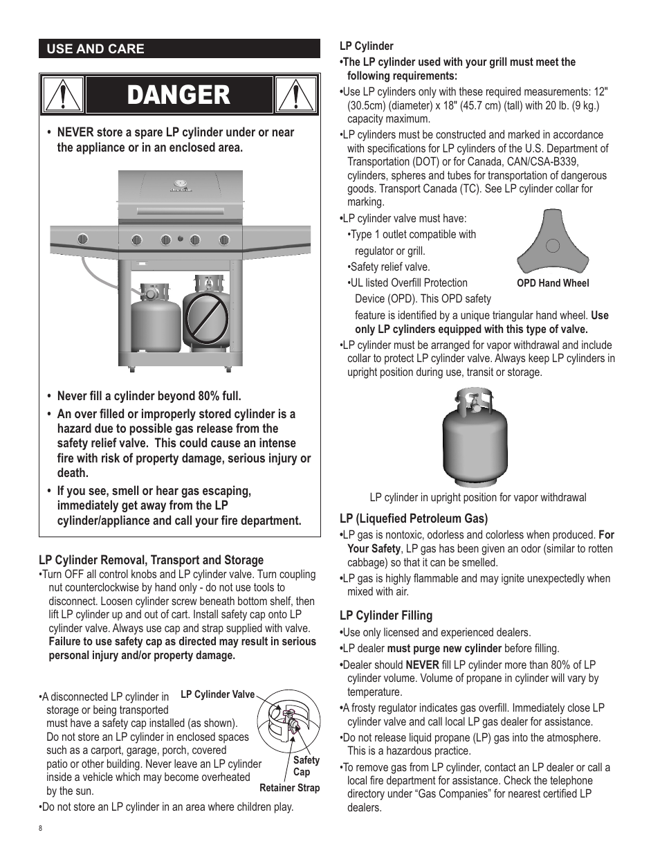 Danger | Char-Broil 463460711 User Manual | Page 8 / 32