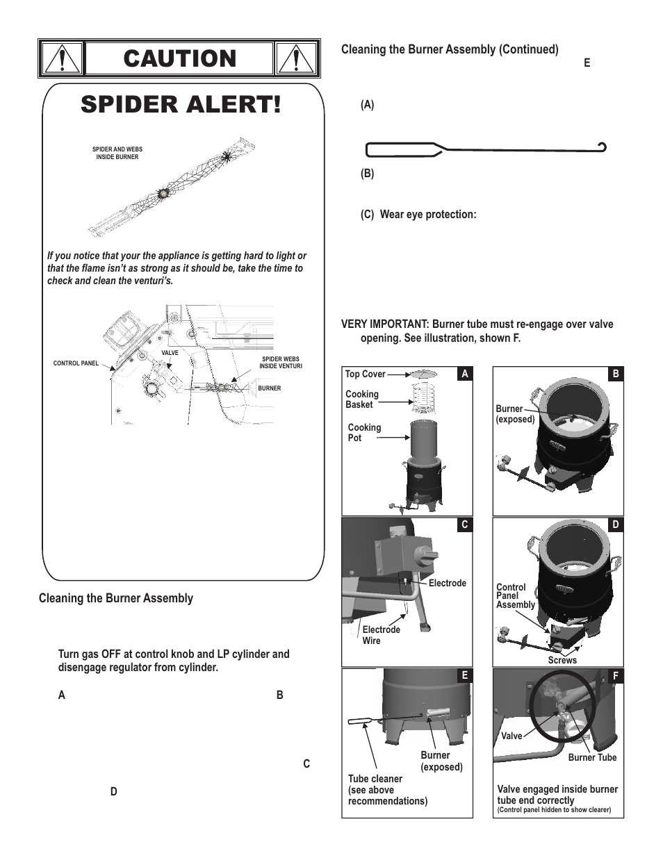 Caution spider alert | Char-Broil 10101480 User Manual | Page 10 / 20