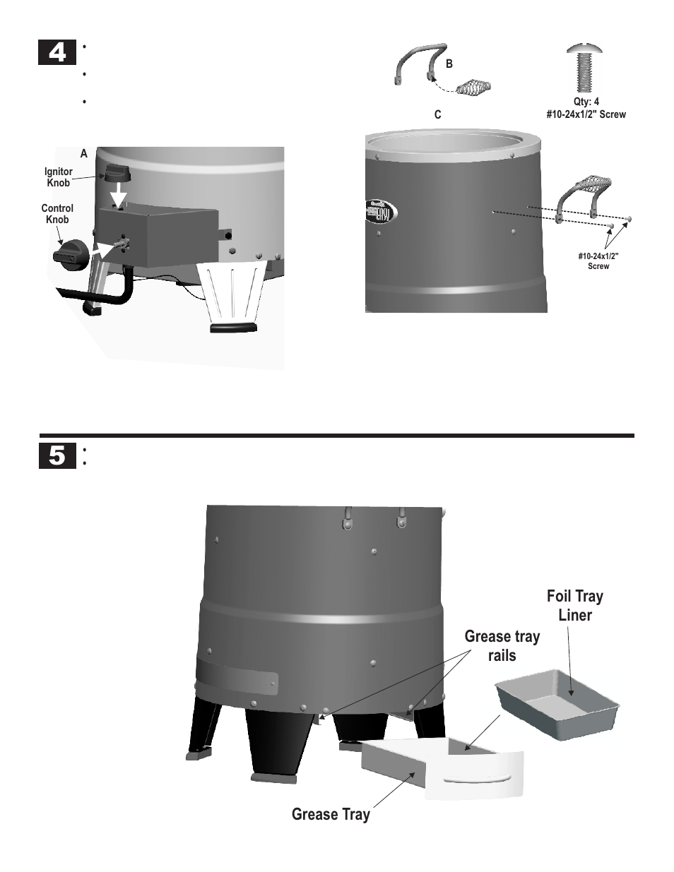 Grease tray rails grease tray, Foil tray liner | Char-Broil 10101480 User Manual | Page 15 / 20