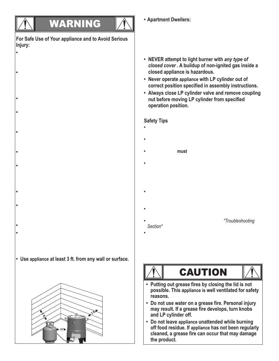 Warning caution | Char-Broil 10101480 User Manual | Page 8 / 20