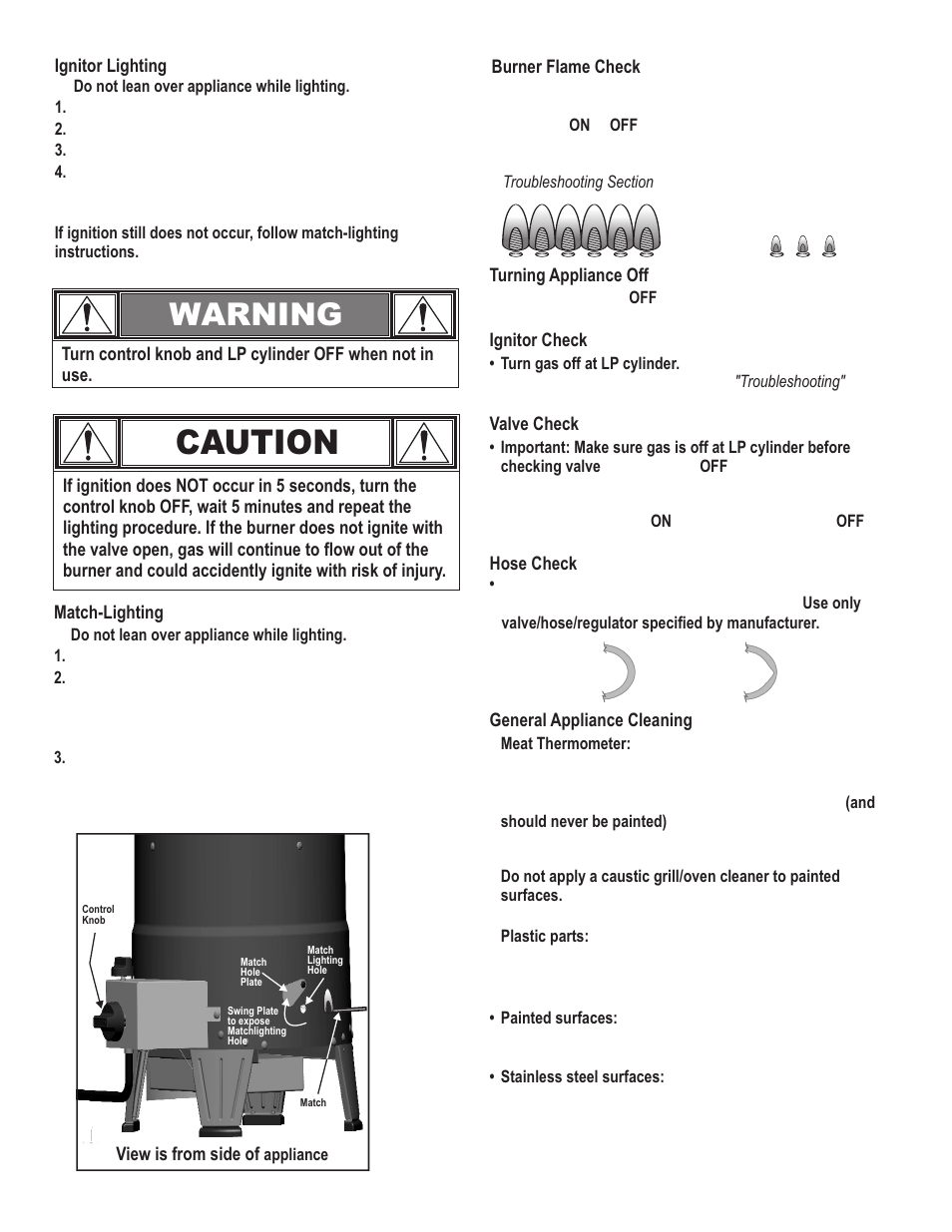 Caution, Warning | Char-Broil 10101480 User Manual | Page 9 / 20