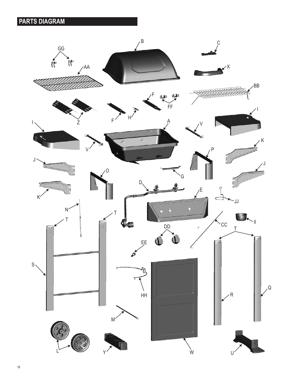 Parts diagram | Char-Broil 463621611 User Manual | Page 16 / 28