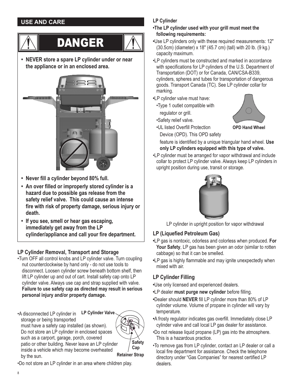 Danger | Char-Broil 463621611 User Manual | Page 8 / 28