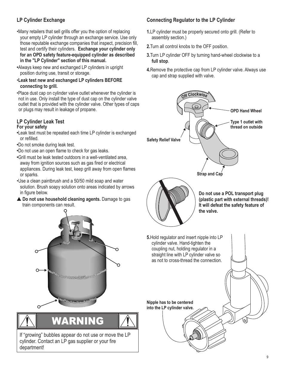 Warning | Char-Broil 415.161209 User Manual | Page 9 / 28