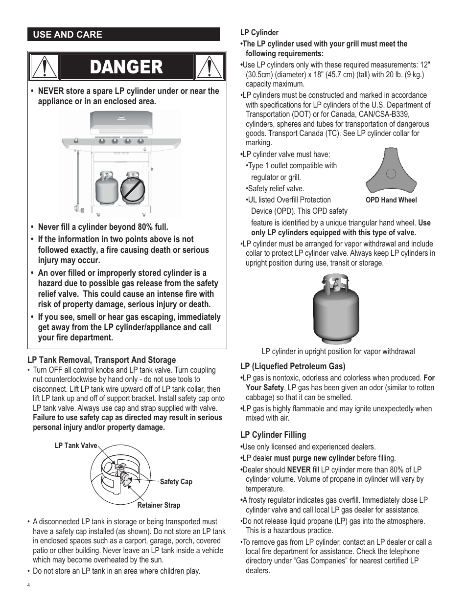 Danger | Char-Broil 463270309 User Manual | Page 4 / 32