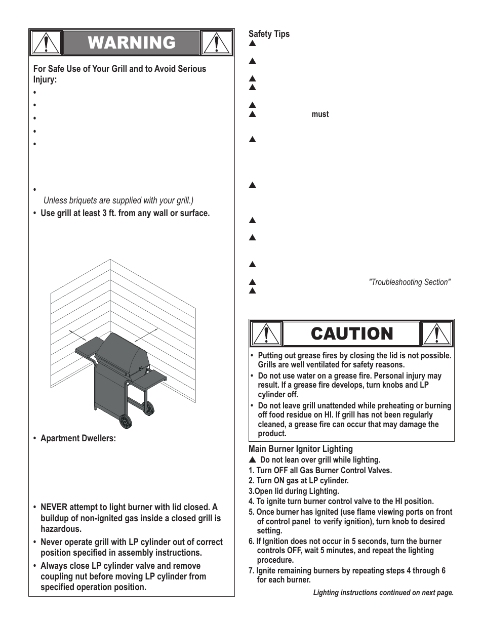 Warning, Caution | Char-Broil 463270309 User Manual | Page 7 / 32