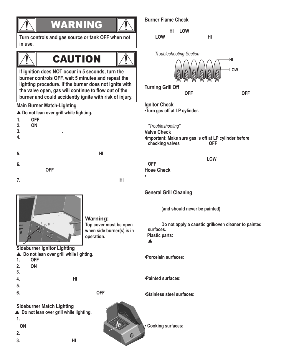 Caution, Warning | Char-Broil 463270309 User Manual | Page 8 / 32