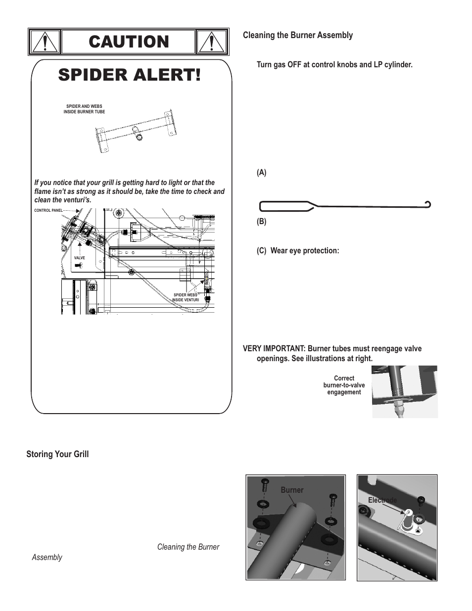 Caution, Spider alert | Char-Broil 463270309 User Manual | Page 9 / 32