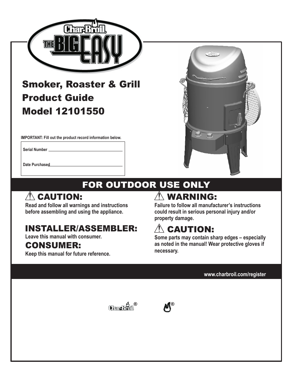 Char-Broil THE BIG EASY 12101550 User Manual | 24 pages