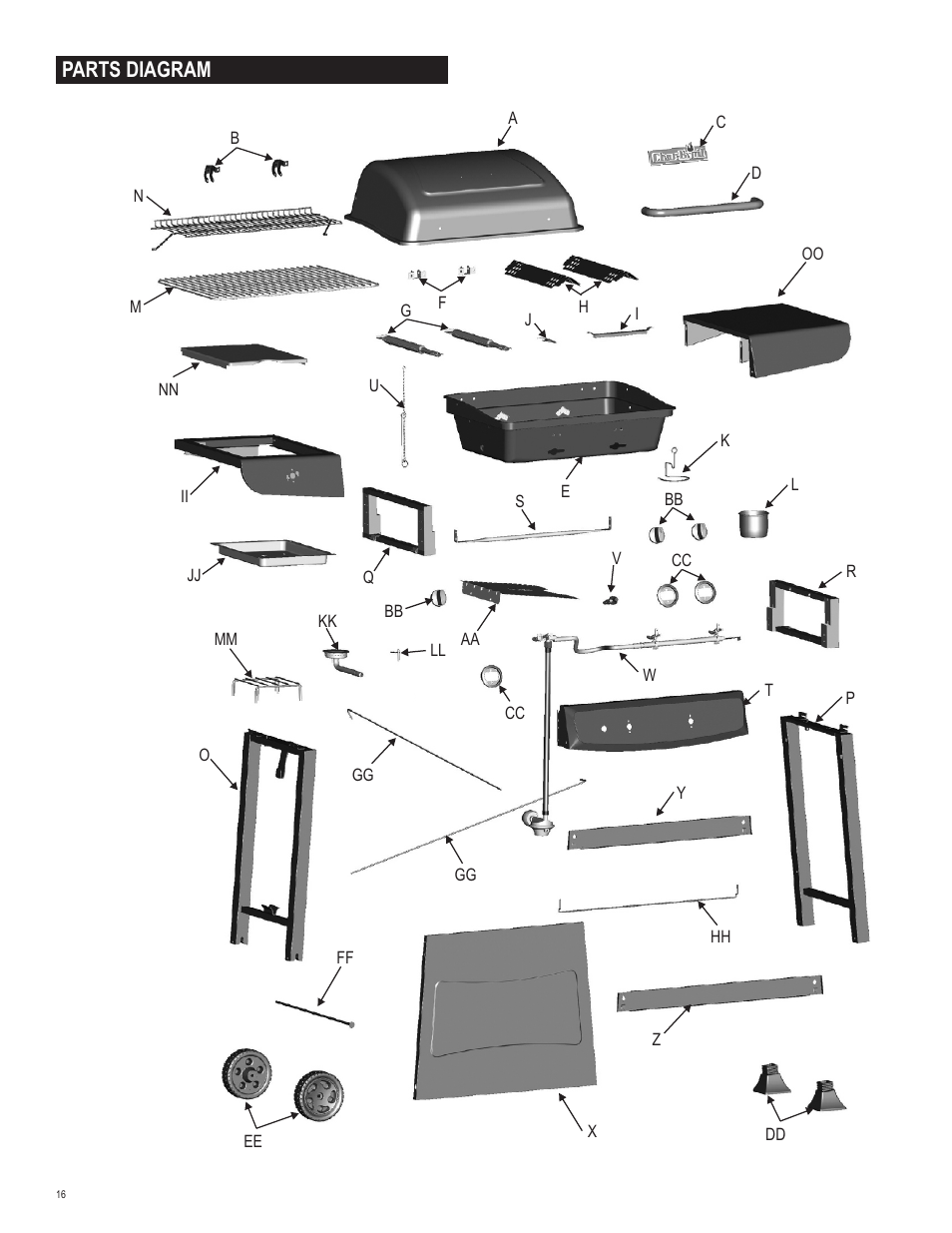 Parts diagram | Char-Broil 463742112 User Manual | Page 16 / 28