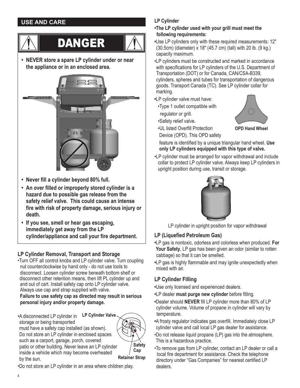 Danger | Char-Broil 463742112 User Manual | Page 8 / 28