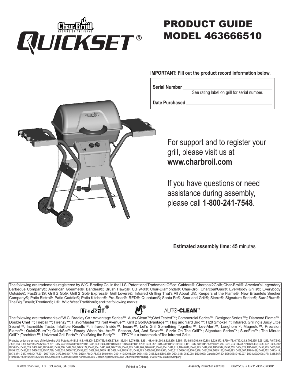 Char-Broil QUICKSET 463666510 User Manual | 28 pages