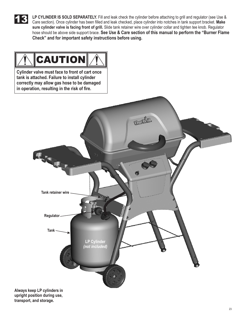 Caution | Char-Broil QUICKSET 463666510 User Manual | Page 23 / 28