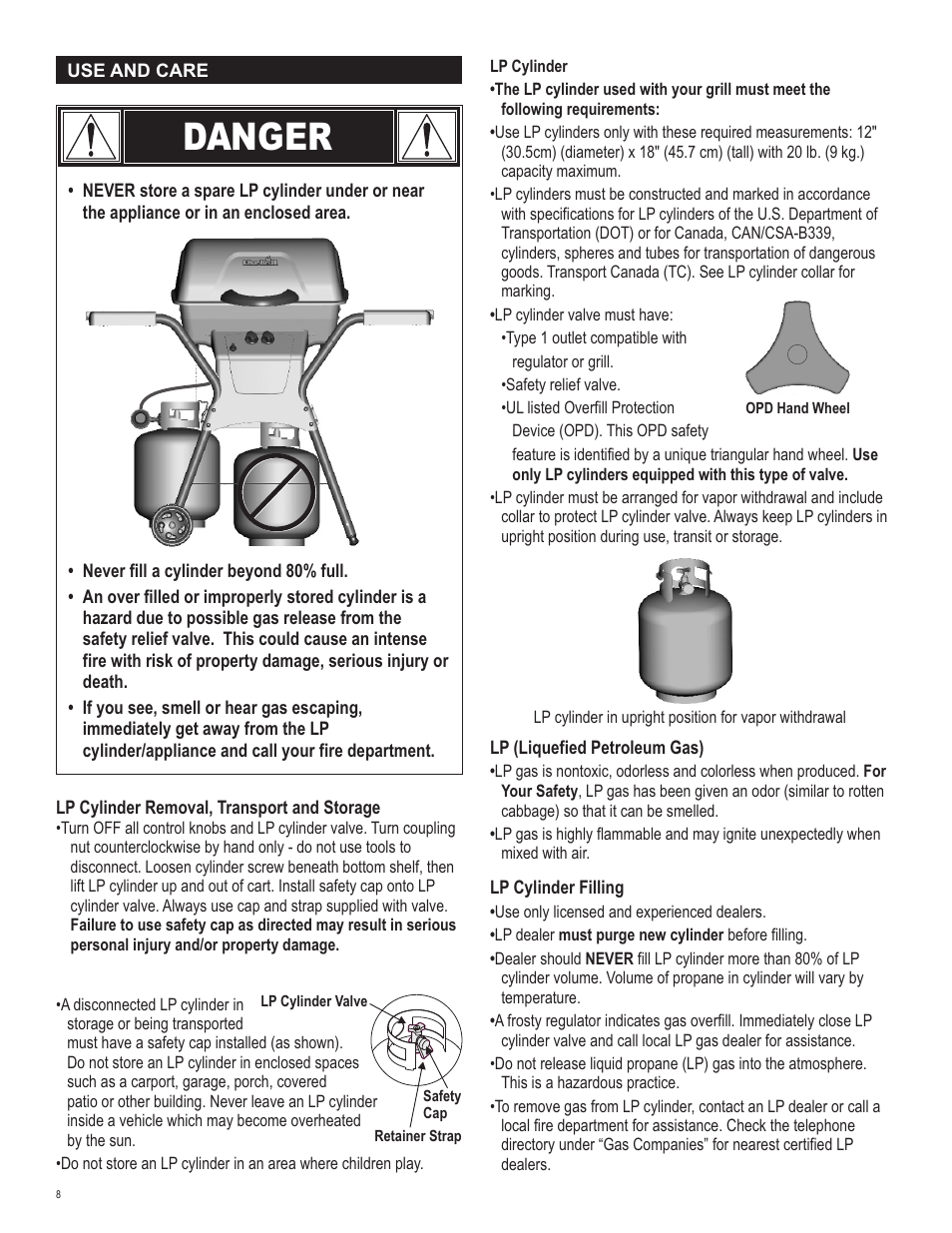 Danger | Char-Broil QUICKSET 463666510 User Manual | Page 8 / 28