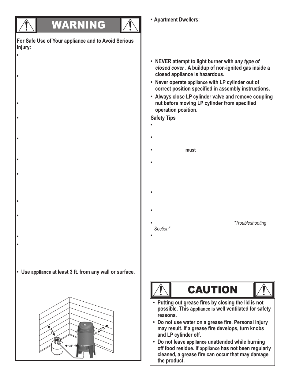 Warning caution | Char-Broil The Big Easy 42804468 User Manual | Page 8 / 24