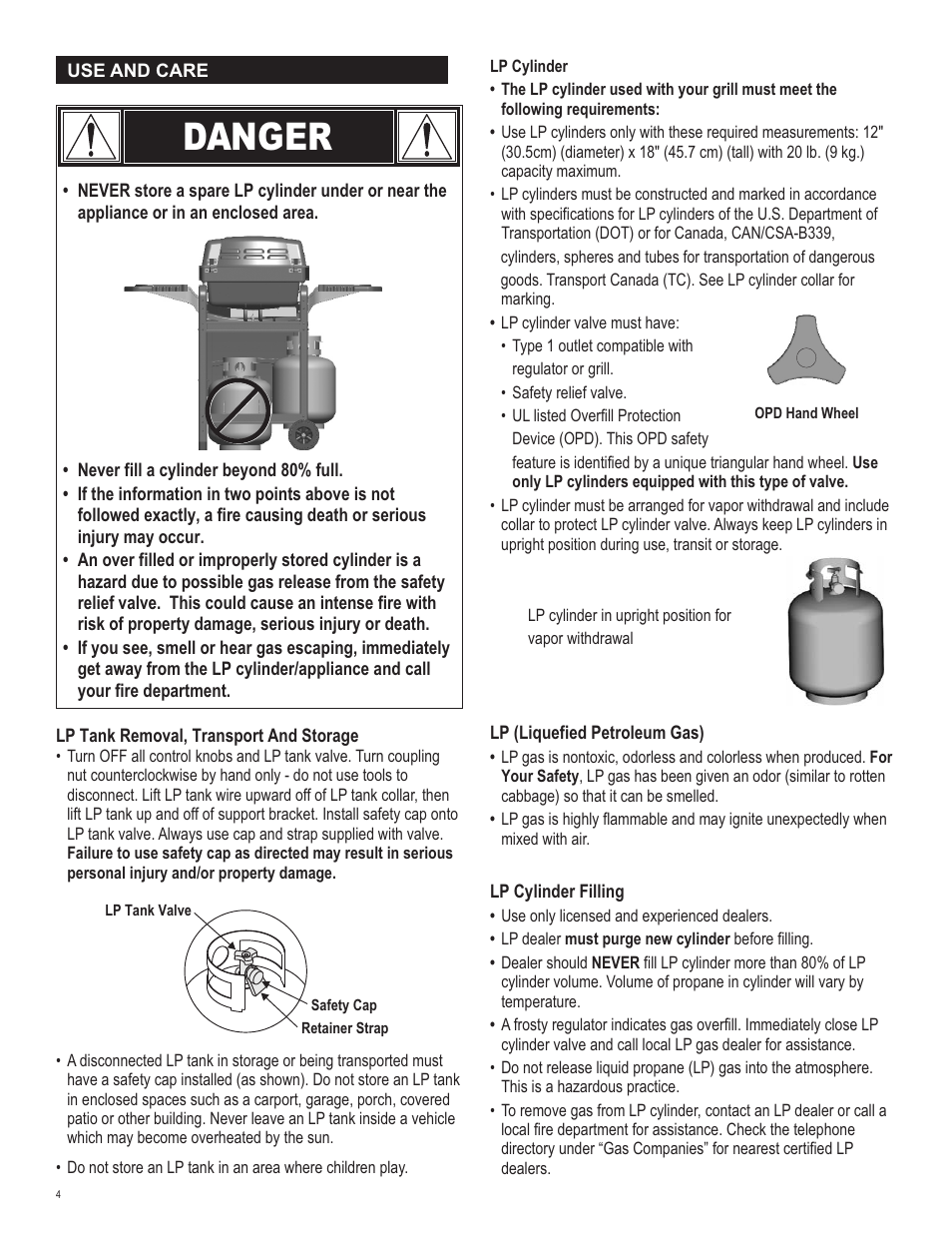 Danger | Char-Broil 463620809 User Manual | Page 4 / 32