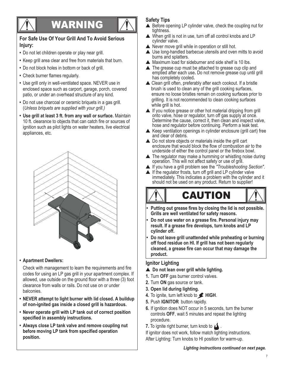 Warning, Caution | Char-Broil 463620809 User Manual | Page 7 / 32
