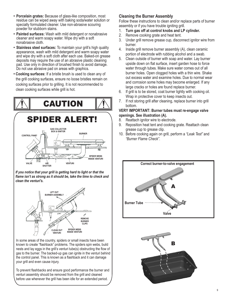 Caution spider alert | Char-Broil 463620809 User Manual | Page 9 / 32