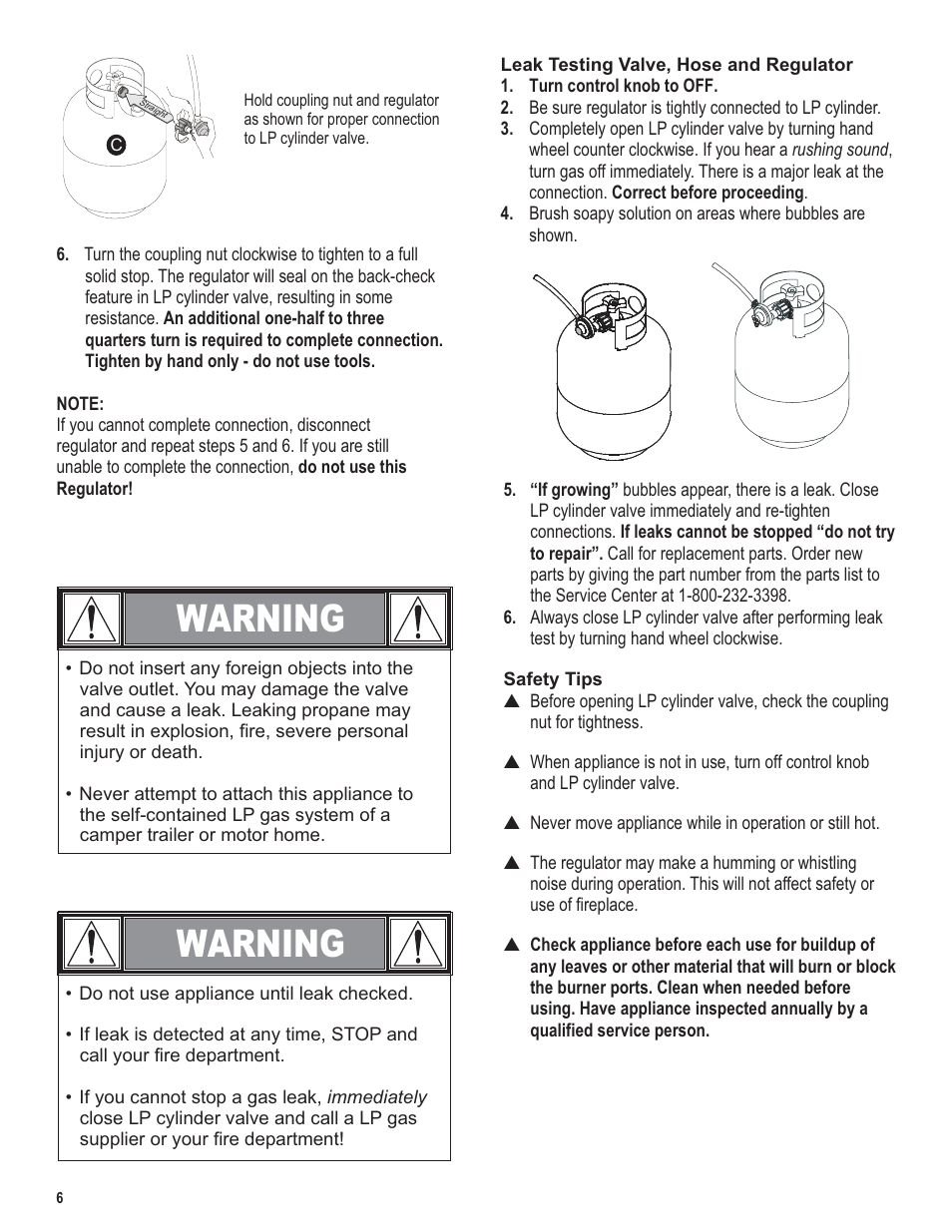 Warning | Char-Broil 5101194 User Manual | Page 6 / 20
