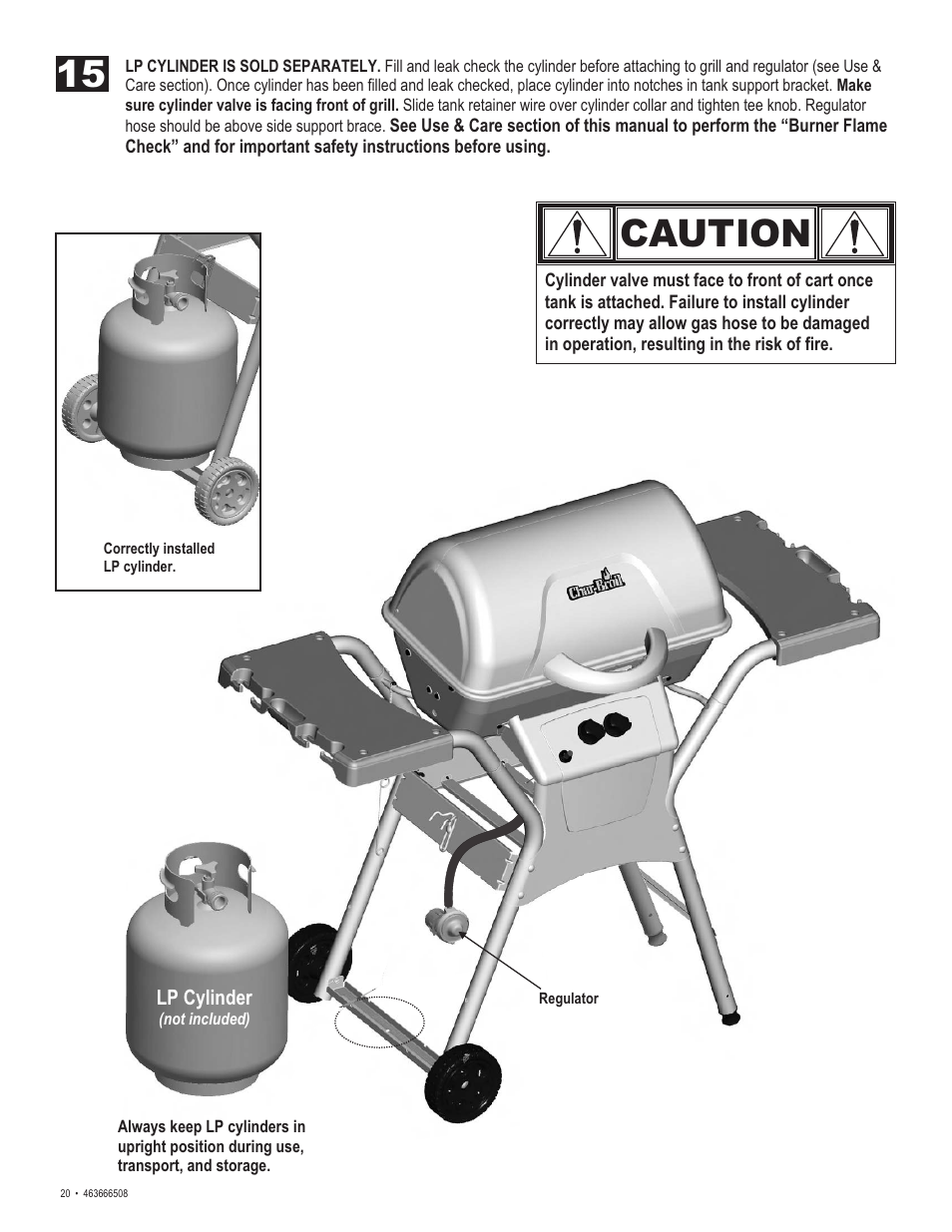 Caution | Char-Broil Charbroil QUickset 463666508 User Manual | Page 20 / 28