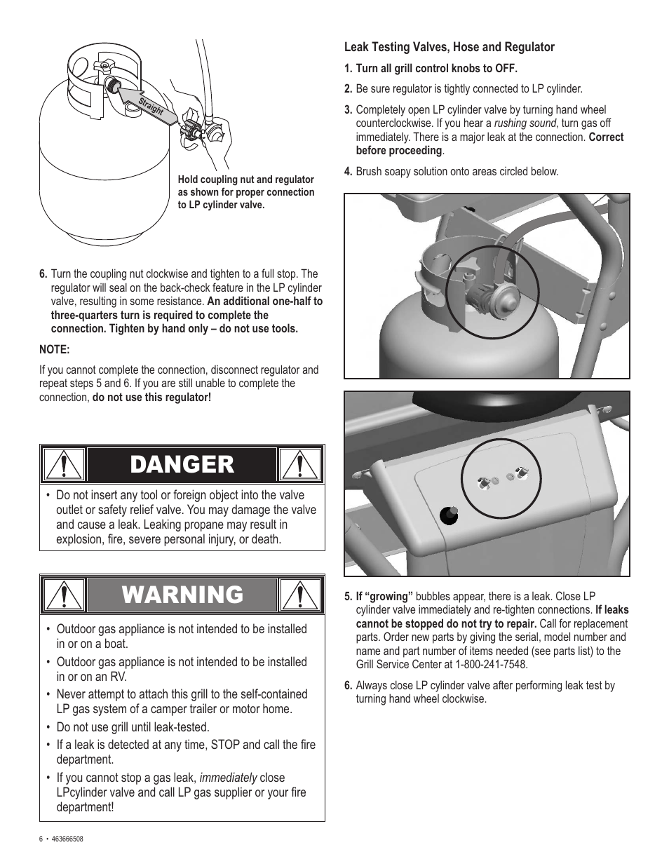 Danger, Warning | Char-Broil Charbroil QUickset 463666508 User Manual | Page 6 / 28