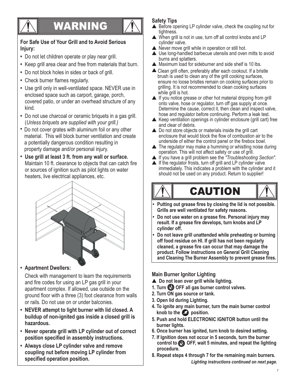 Warning, Caution | Char-Broil TRUINFRARED 463250512 User Manual | Page 7 / 36