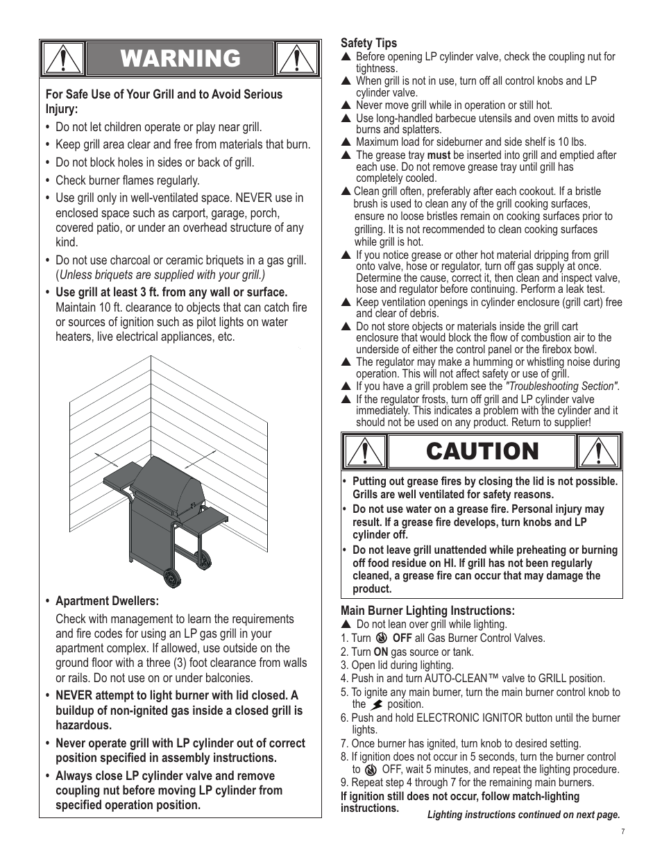 Warning, Caution | Char-Broil 463247311 User Manual | Page 7 / 32