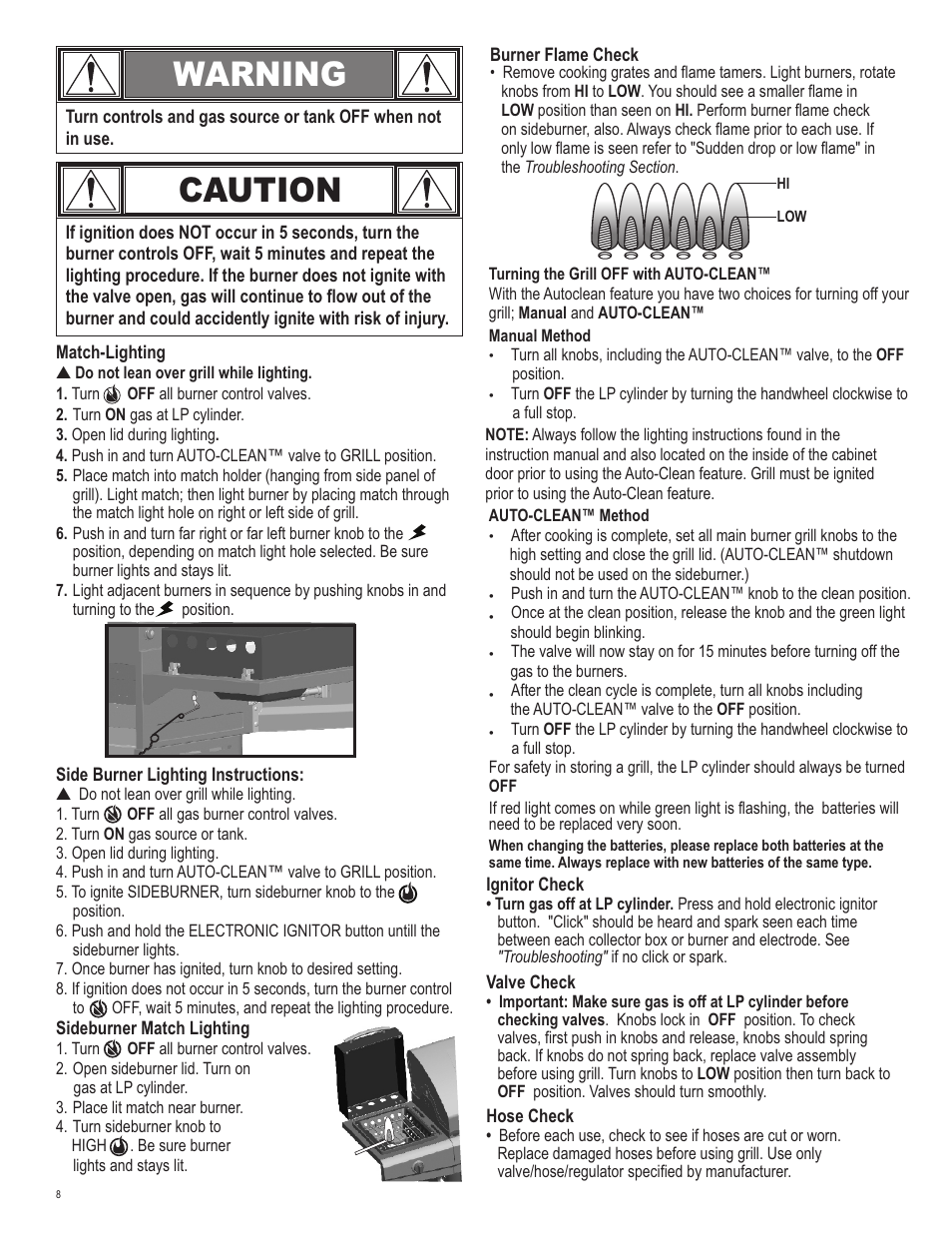 Caution, Warning | Char-Broil 463247311 User Manual | Page 8 / 32