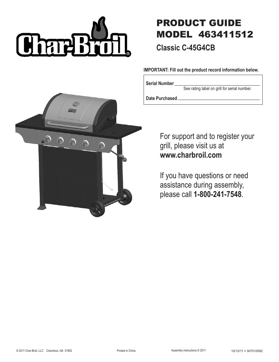 Char-Broil 463411512 User Manual | 32 pages