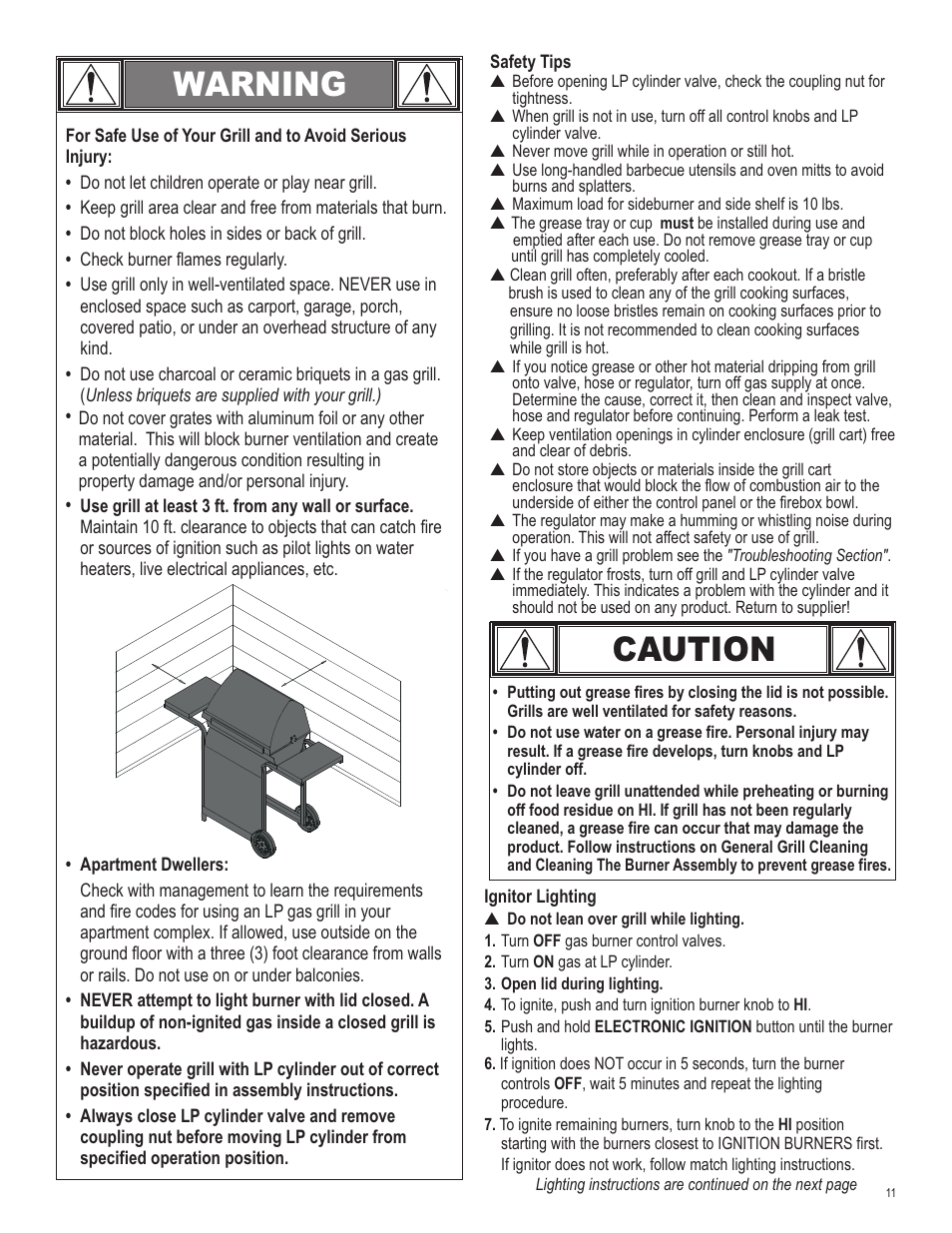 Warning, Caution | Char-Broil 463411512 User Manual | Page 11 / 32