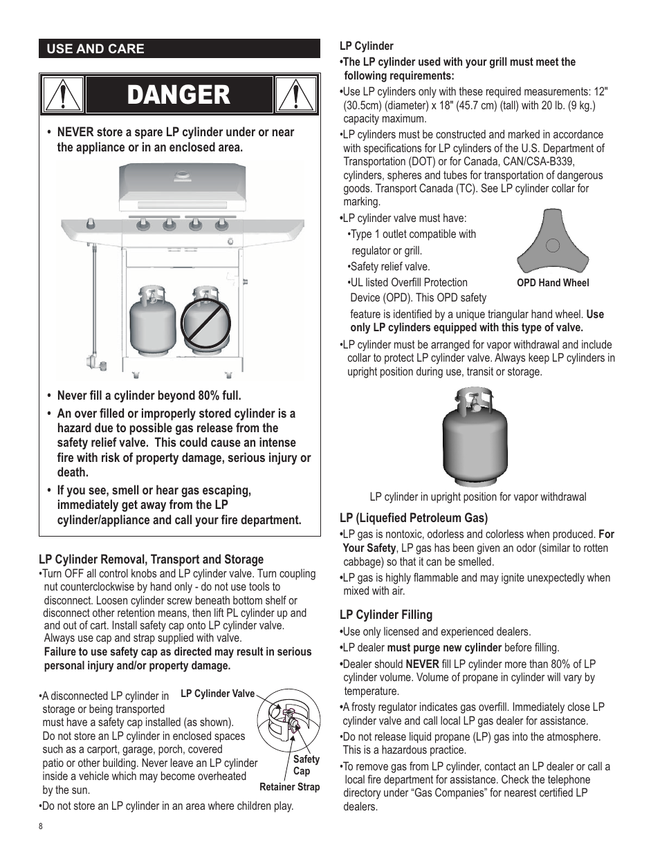 Danger | Char-Broil 463411512 User Manual | Page 8 / 32