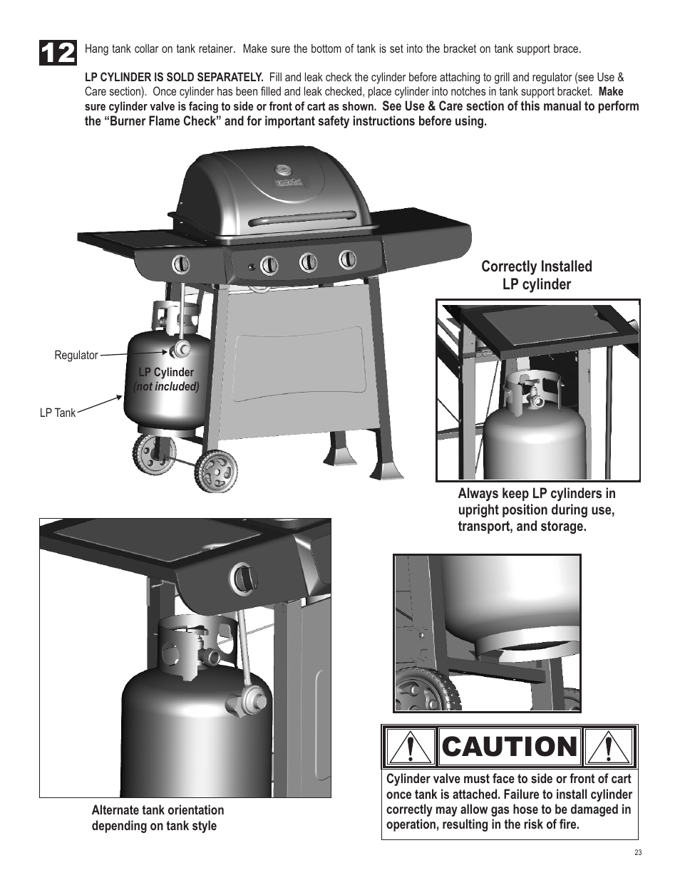 Caution | Char-Broil 463722312 User Manual | Page 23 / 28