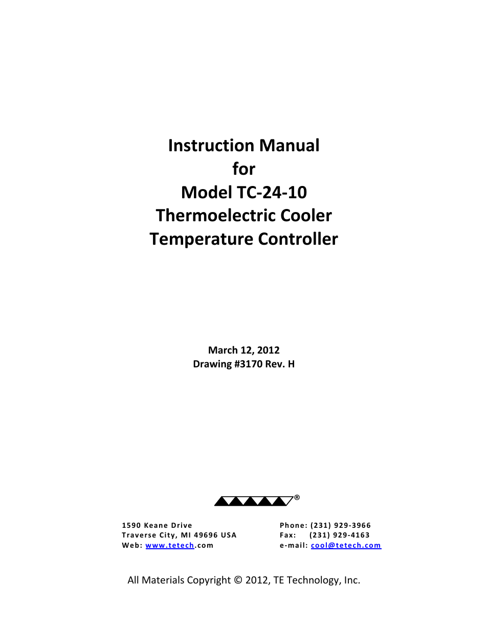 TE Technology TC-24-10 User Manual | 23 pages