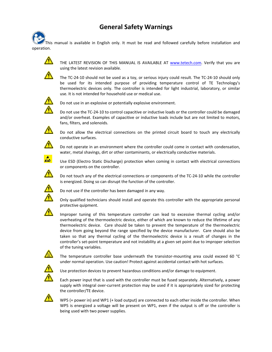 TE Technology TC-24-10 User Manual | Page 2 / 23