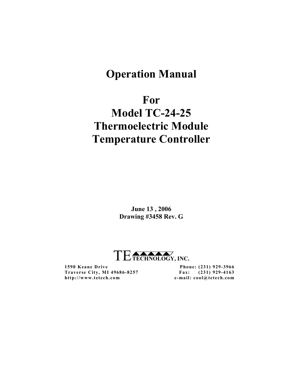 TE Technology TC-24-25 User Manual | 35 pages