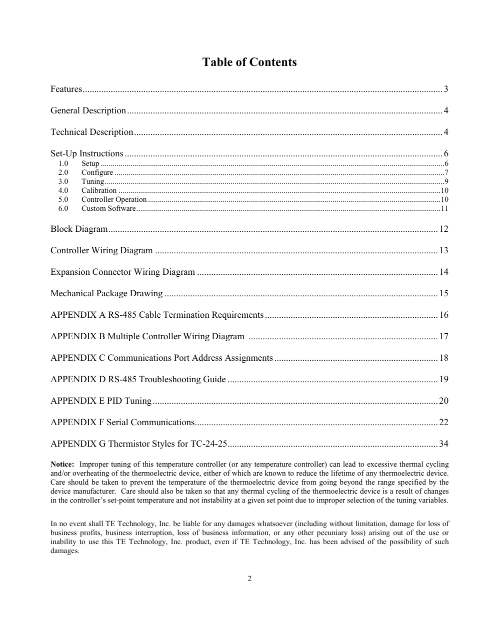 TE Technology TC-24-25 User Manual | Page 2 / 35