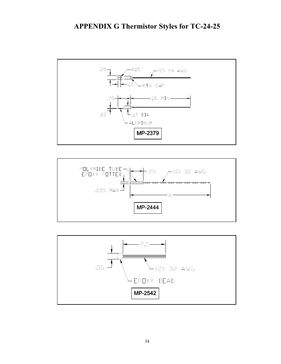 Appendix g thermistor styles for tc-24-25 | TE Technology TC-24-25 User Manual | Page 34 / 35