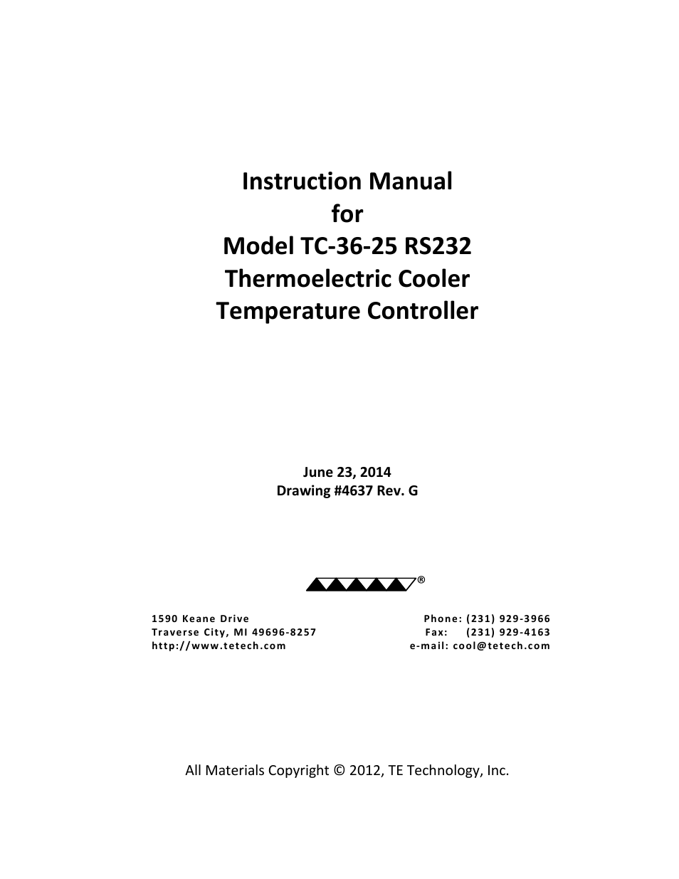 TE Technology TC-36-25-RS232 User Manual | 59 pages