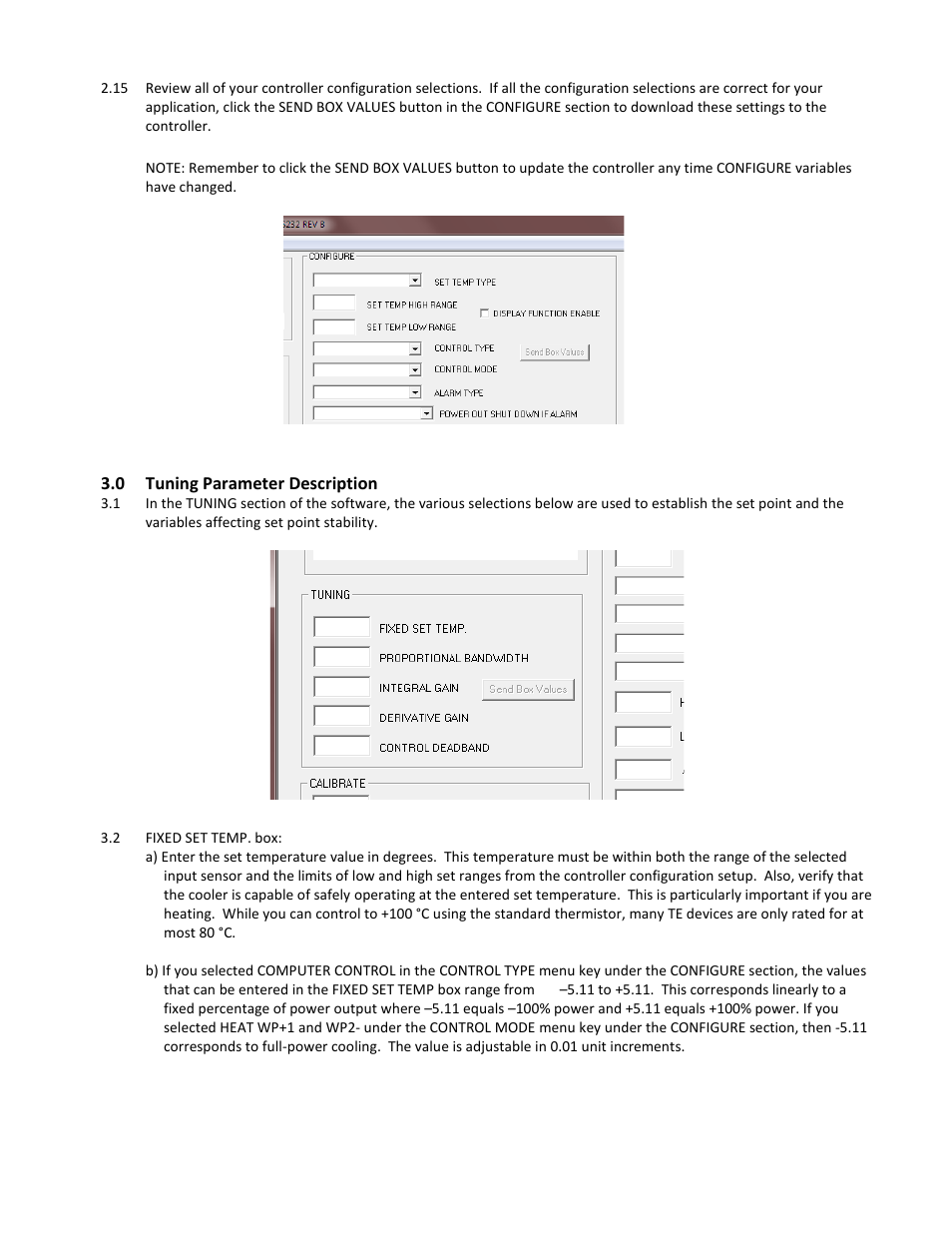 0 tuning parameter description, Tuning parameter description | TE Technology TC-36-25-RS232 User Manual | Page 24 / 59