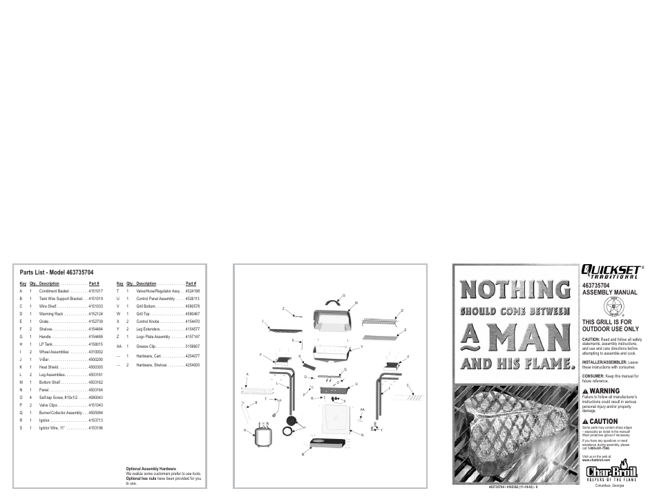 Char-Broil QUICKSET TRADITIONAL 463735704 User Manual | 1 page