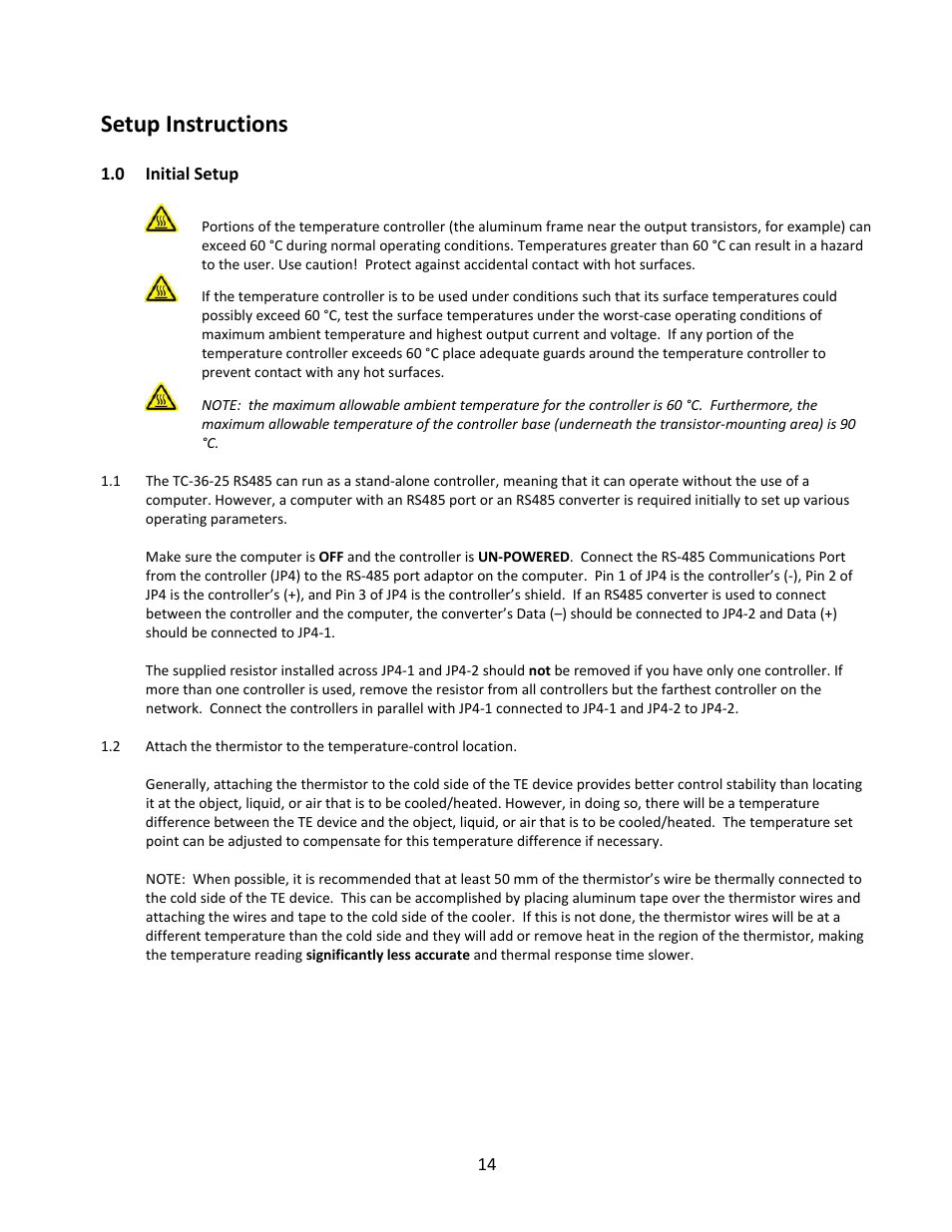Setup instructions | TE Technology TC-36-25-RS485 User Manual | Page 14 / 61