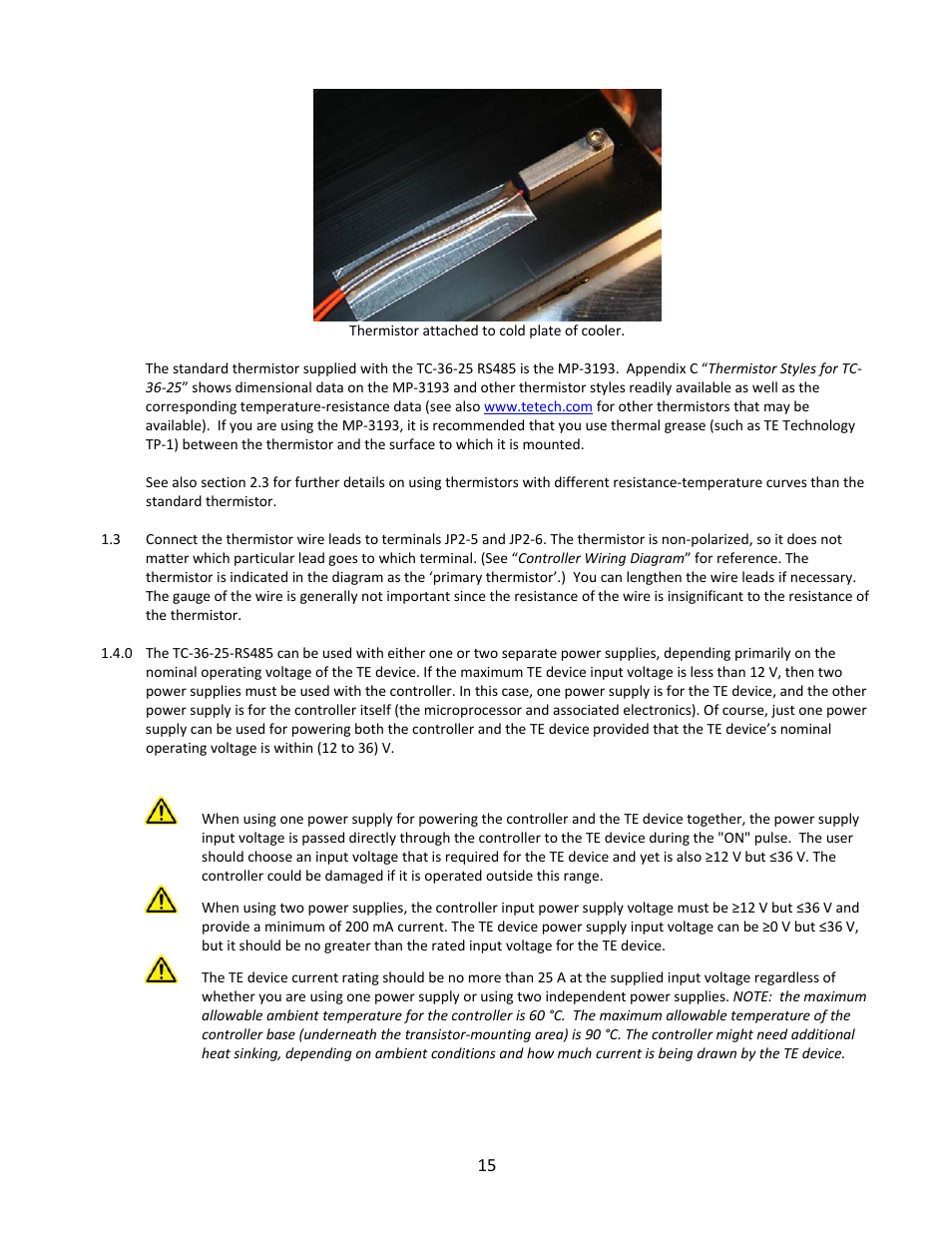 TE Technology TC-36-25-RS485 User Manual | Page 15 / 61