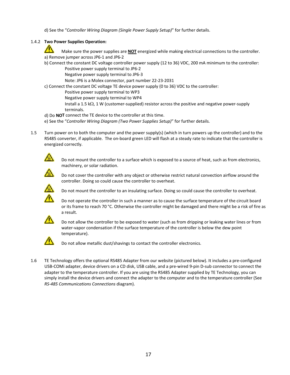 TE Technology TC-36-25-RS485 User Manual | Page 17 / 61