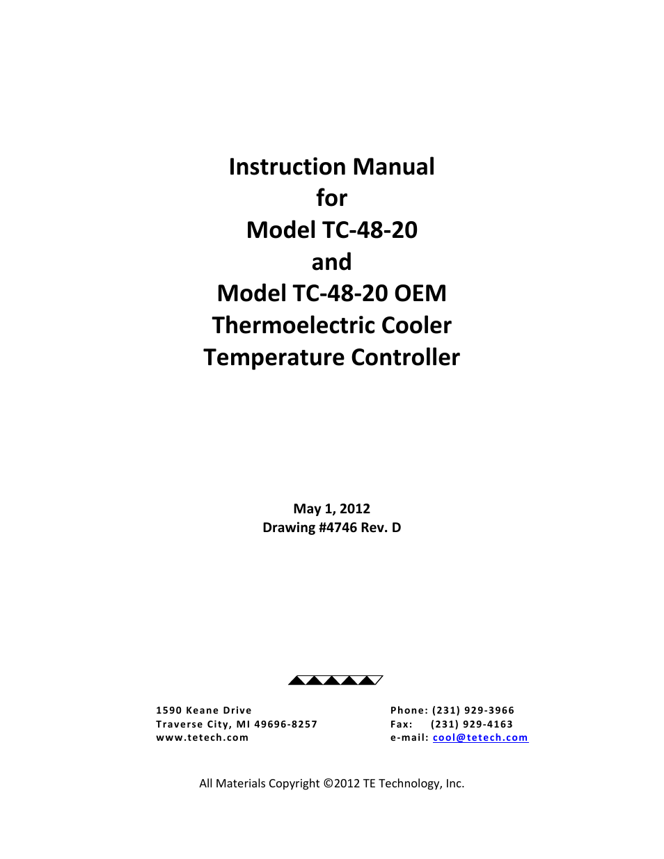 TE Technology TC-48-20 User Manual | 58 pages