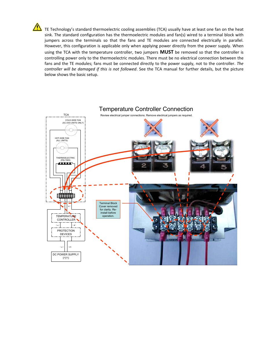 Temperature controller connection, Must | TE Technology TC-48-20 User Manual | Page 18 / 58