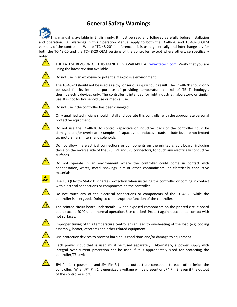 TE Technology TC-48-20 User Manual | Page 2 / 58