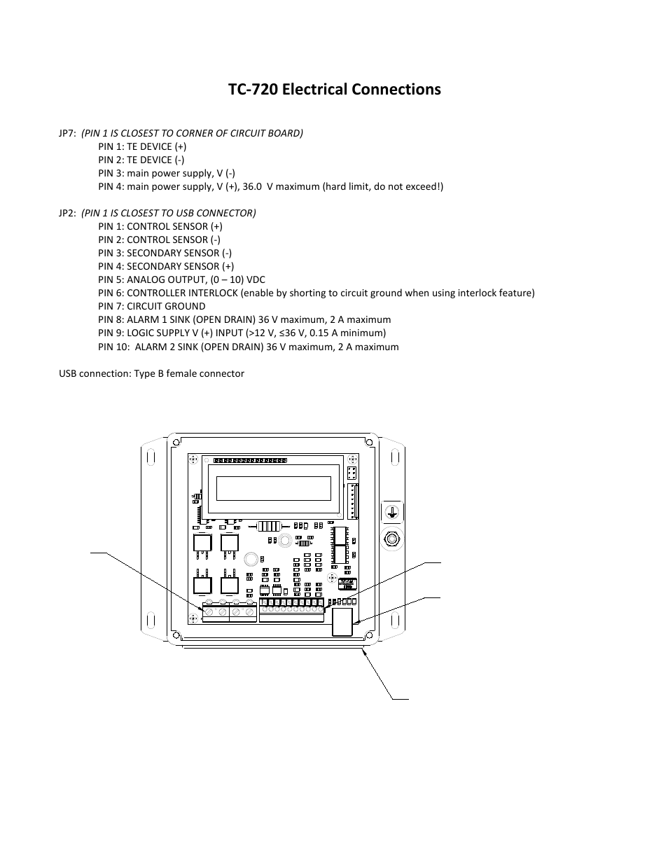 Tc-720 electrical connections | TE Technology TC-720 User Manual | Page 66 / 98