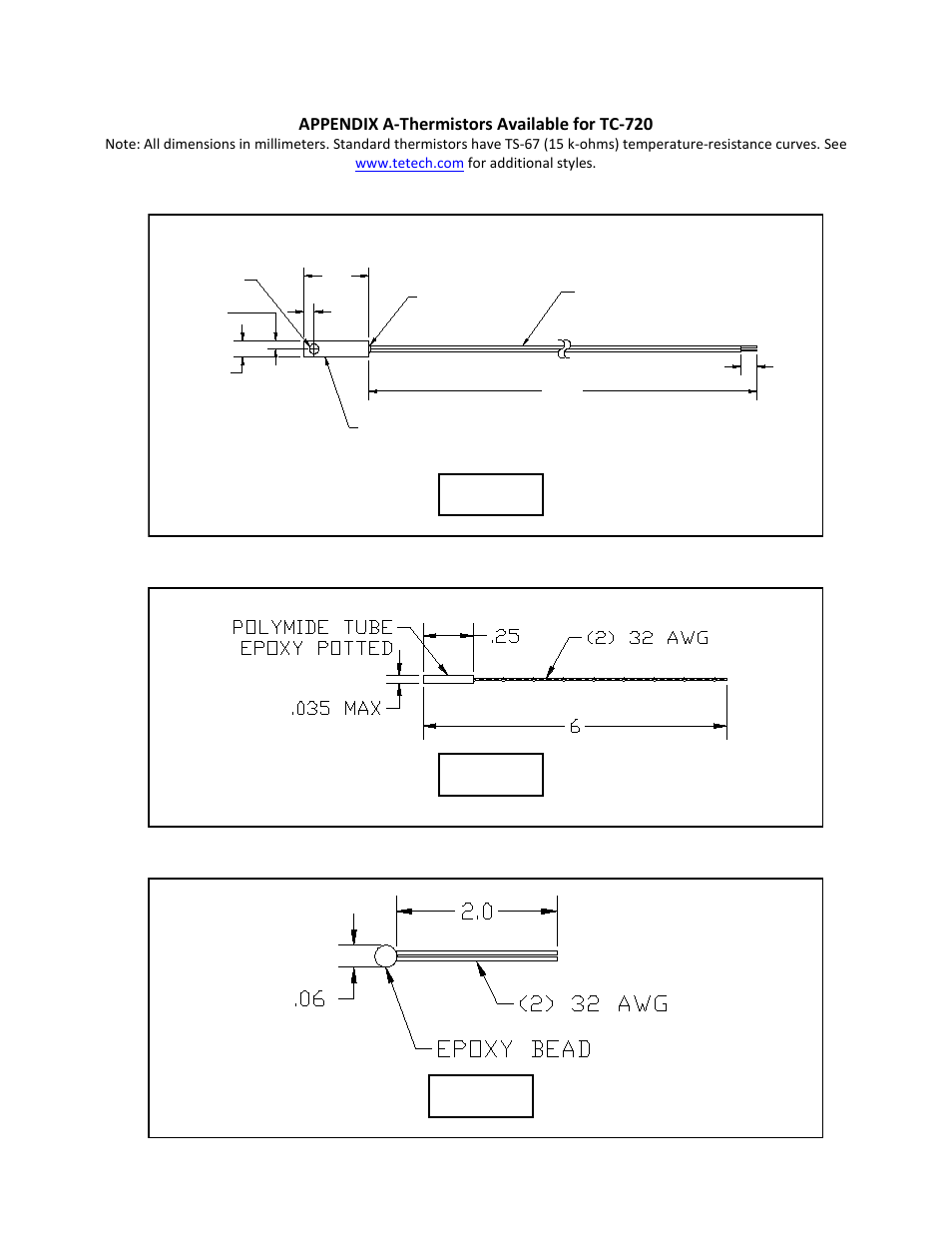 Appendix a-thermistors available for tc-720, Mp-2444 | TE Technology TC-720 User Manual | Page 69 / 98